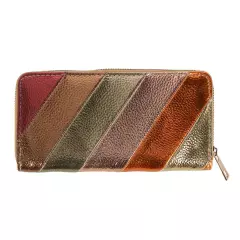 New CTM Women's Vegan Leather Rainbow Striped Wallet