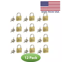 Solid Brass Luggage Padlock w/ Hardened Steel Shackle Keyed 3/4" inch 19mm