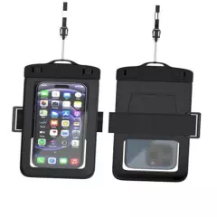 2 in 1 Waterproof Phone Pouch Floating, 2 Pack Up to 7 inch Black+Black