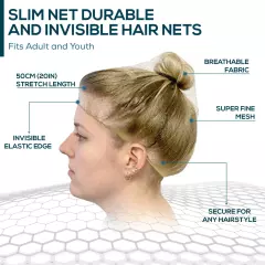 Slim Net Durable and Invisible Hair Nets for Men and Women - Reusable