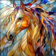 Horse Mouse Pad Stained Glass Art Computer Gift