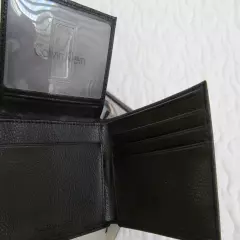 NWB Calvin Klein Black Leather Passcase Wallet and Key Fob Set $45