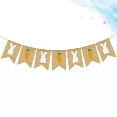 Easter Bunny Carrot Linen Swallowtail Banner for Party