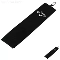 New Callaway Golf Tri-Fold Towel Black Cotton 2017 Bag Microfibre