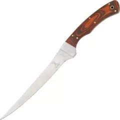 Elk Ridge Fillet Fixed Knife 6.875" 440 Stainless Full Tang Blade Wood Handle