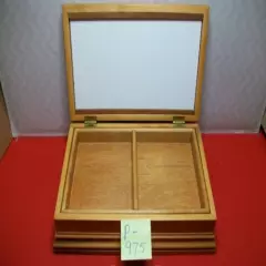 CUSTOM MADE WOOD GOLFER'S JEWELRY BOX WITH HUMOROUS "MISSED PUTT" PICTURE EXC.