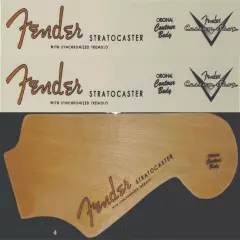 2 (Two) Fender Stratocaster Spaghetti - custom shop headstock waterslide decals