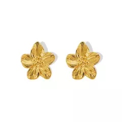 Chic Gold Petal Drop Stud Earrings