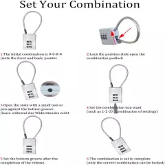 3 Digit Cable Combination Lock 16 Inches Cable for School Gym Locker,Filing Cabi