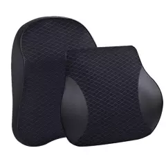 Car Neck Pillow PU Leather Car Pillow Waist Rest Pillow Back Rest Lumbar Cushion