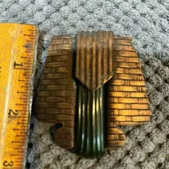 VINTAGE COPPER & RIBBED GREEN GLASS BUCKLE PART / PENDANT