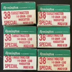 REMINGTON 38 SPECIAL TARGETMASTER KLEANBORE CENTER FIRE CARTRIDGES, (6) EMPTY