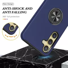 Ring Holder Shockproof Cover Navy + Screen Protector for Samsung S23 FE