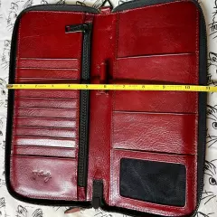 Large Leather Passport & Document Travel Wallet RED By Scully