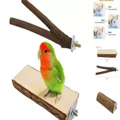 Bird Perch Stand Toy, Natural Wood Parrot Perch Bird Cage Branch 2PCS 8"Length