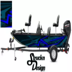 Distressed Slate Blue Pontoon Modern Fishing Graphic Bass Boat Vinyl Wrap Decal