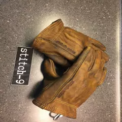 Stitch nine motorcycle gloves leather Distressed Cafe Chopper Brat work LG