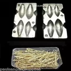 Sea Fishing Lead Weight Mould 4 in1 & 100 Brass Loops Size 2 