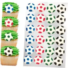 24pk Soccer Ball Cupcake Dessert Sugar Decoration Toppers 