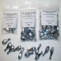 1 oz bank sinkers - choose quantity lots 6/14/25/50/100/250/500 - FREE SHIPPING