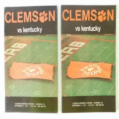 Lot of (2) 1971 Kentucky at Clemson College Football Programs 9/11/71