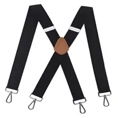 Mens Suspenders with 4 Swivel Hooks Adjustable Heavy Duty Braces Black-01