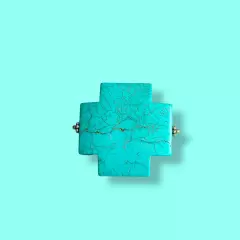 Turquoise Dyed Howlite Maltese Cross Bolo Tie Slide