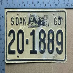 1960 South Dakota license plate 20-1889 Corson Mount Rushmore 16496