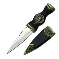 Celtic Scottish Sgian Skean Dubh Dirk Dagger 7.25" Knife Green Jewel Turnbull