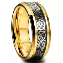 11 Colors Real Stainless Steel Man Silver Gold Black Celtic Dragon 8mm Band Ring