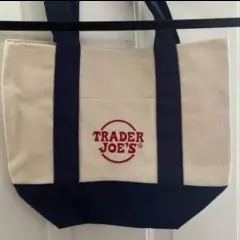 NEW Limited Edition Trader Joe's Mini Canvas Tote Bag - Navy Blue FAST SHIPPING✅