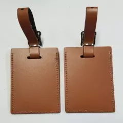 Curry's Leather Travel ID Business Card Luggage Tag Lot of 2 Made in the USA