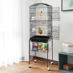 SUPER DEAL 59.3 Rolling Bird Cage Large Wrought Iron Cage for Cockatiel Sun Pet