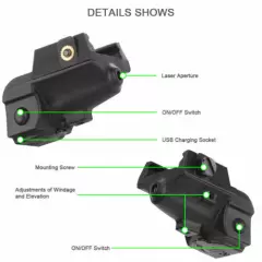 Rechargeable USB For Glock 17 18c 19 21 Taurus G2C Green Laser Sight Pistol Gun