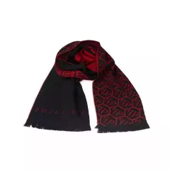 Philipp Plein Monogram Fringed Wool Blend Scarf - Scarves & Shawls - Red