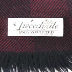 Tweedvale Scotland Worsted Wool Scarf Men’s Black Burgundy