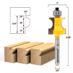 3/16" Radius Bullnose Bead Router Bit - 1/4" Shank - Yonico 13192q