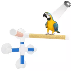 Parrots Shower Standing Pole Bathing Four Suction Cups Frosted Coating Bird BUN