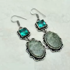 Jasper Apatite Handmade Drop Dangle Earrings Jewelry 2.24" AE-55517