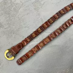 Vintage Laced Brown Leather Belt Women's Small