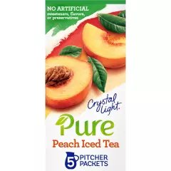 Pure Peach Iced Tea Naturally Flavored Powdered Drink Mix 2.28 Oz/Pouch (5 Count