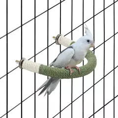 Medium Bird Stand Perch U Shape Hemp Rope Green Wood Parrot Perches for Mediu...