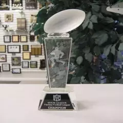 CRYSTAL GOLF TROPHY W/SATIN LINED PRESENTATION BOX FREE ENGRAVING M~CRY213