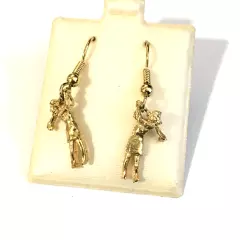 NEW OLD STOCK RODELL WOMAN GOLFERS DROP DANGLE EARRINGS 2" BOUGIE FUN JEWELRY