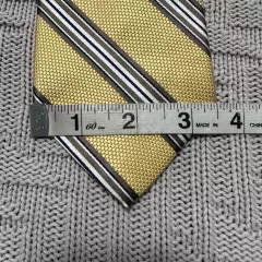 Paul Fredrick yellow and bronze striped Italian silk tie