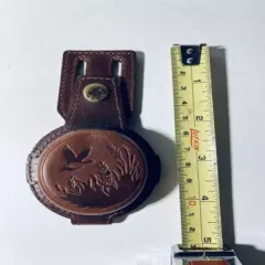 BROWN LEATHER BELT BAG POUCH CASE HOLDER - 2.5” Diameter 4.5” Long