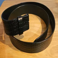 Mens Black 1.5 Croc Style Belt Master Leather Belt. W/snaps Size 46