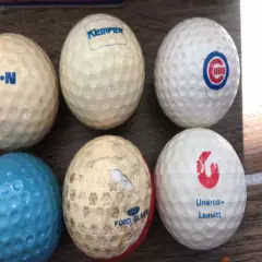 8 Vintage Royal Hexagon Pattern Golf Balls: Cubs Ford Tenneco Rare