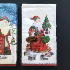 2x Caspari Paper Christmas Guest Towels Snowflake Santa St Nick Napkins 30 Total