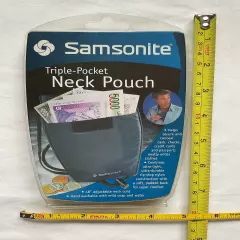 Samsonite Neck Pouch Passport ID Holder 3-Pocket Gray Travel Vintage 2002 NEW